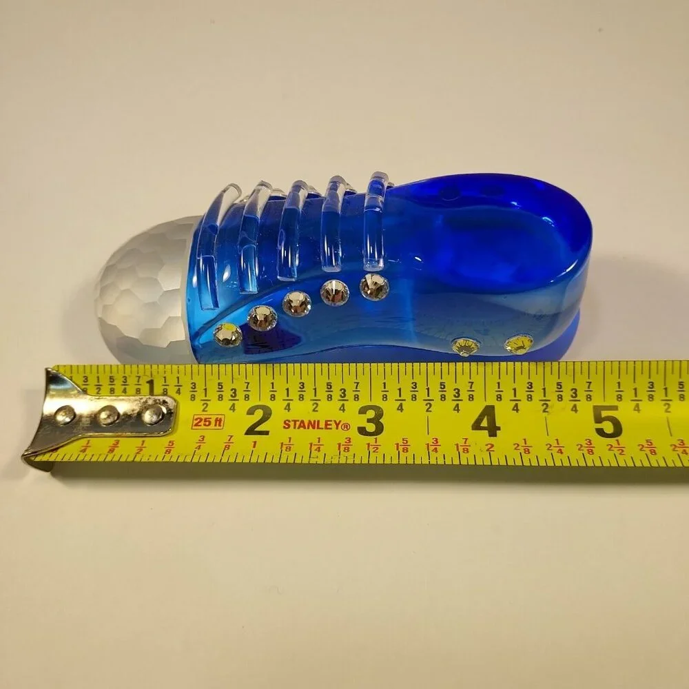 Paperweight Blue Glass SD Simon Designs Crystal Sneaker Frosted Accent 6